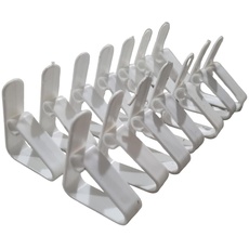 PARENCE - Set mit 14 weißen Tischdecken-Clip-Clips - Robust, vielseitig und gebrauchsfertig für alle Ihre Gelegenheiten - Kunststoff-Tischdecken-Clip - 4,5 cm