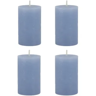 4er Set Macon rustikale Stumpenkerze Kerze Antik Altarkerzen 100% Paraffin lange Brenndauer H8/D5 cm Sky Blue
