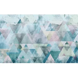 KOMAR Fototapete Vlies Triangles Blue 400 x 250 cm