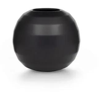 Markslöjd Vase , Schwarz , Keramik , bauchig , 14 cm , handgemacht , Dekoration, Vasen, Keramikvasen