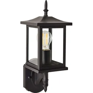 BELIANI Außenwandleuchte Schwarz Metall und Glas 40 cm Laternen-Optik IP44 Modern Außenleuchte Beleuchtung für Außen Draußen Terrasse Balkon - Schwarz