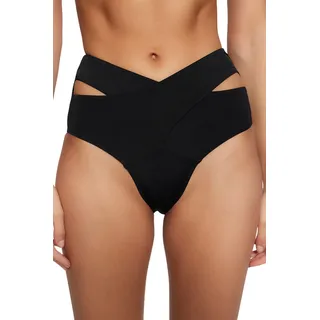 TRENDYOL Damen Cut-out Detailed High Waist Six Bikini Bottoms, Schwarz, 44 EU