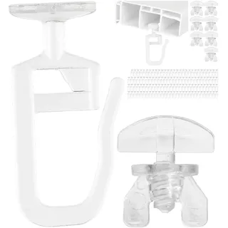 Gardinengleiter für Innenlaufschienen, 128 Stück, mit Ø 11 mm Flachkopf, Set mit 8 Gardinen Feststeller, in Klar, Faltengleiter für Vorhangschiene, Gardinenschiene, Vorhang Gleiter, Gardine Rollen