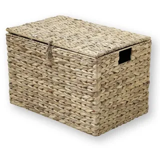Calicosy Wasserhyazinthen-Truhe mit Deckel 50/33/35 cm , Eichefarben , Naturmaterialen , 35x33x50 cm , Ordnen & Aufbewahren, Dekoboxen & Aufbewahrungsboxen