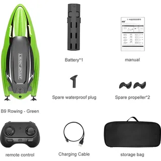 B9 Sommer-Fernbedienung Boot Wasser Spielzeug Racing Rudern Doppelpropeller Elektro-Hochgeschwindigkeits-Schnellboot Grün