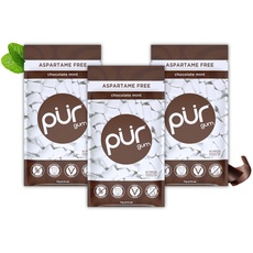 Pur Gum | Zuckerfreier Kaugummi | 100% Xylit | Vegan, Aspartamfrei, Glutenfrei & Diabetikerfreundlich | Natürlicher Kaugummi Mit Chocolate Mint Geschmack, 55 Stück (3er Pack)
