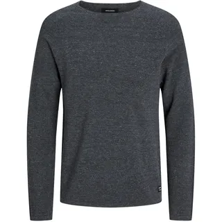 JACK & JONES Hill Knit Crew Pullover Dark Grey Melange L