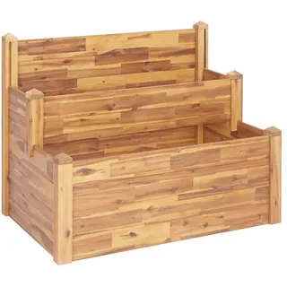 vidaXL Pflanzkübel auf 2 Ebenen 110 x 75 x 84 cm Massivholz Akazie - Braun