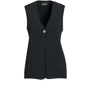 Strickjacke GOLDNER "Stilvoller Pullunder mit V-Ausschnitt", Damen, Gr. 40, schwarz, Obermaterial: 60% Polyester PES. 40% Baumwolle CO., V-Ausschnitt, keine/nicht relevant, Strickjacken Strickjacke, Vorne mit einem Knopf zu schließen
