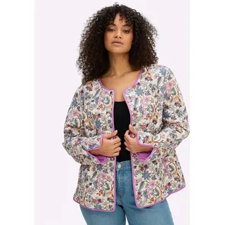 Jackenblazer SHEEGO "Steppblazer", Damen, Gr. 56, bunt (champagner, tiefblau, gemustert), 100% Baumwolle, Wattierung:100% Polyester, Blazer Jackenblazer