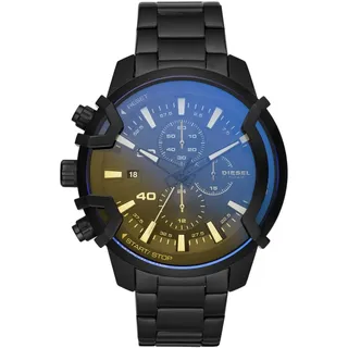 Diesel Herrenuhr Griffed, Chronographenwerk, 48mm Schwarzes Edelstahlgehäuse mit Edelstahlarmband, DZ4529