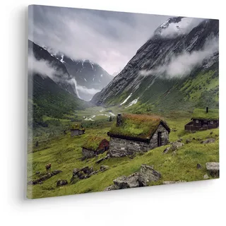 KOMAR Keilrahmenbild im Echtholzrahmen, - »Moody Mountains - Größe 60 x 40 cm« - Bild, Leinwandbild, Landschaftsmotiv, Wohnzimmer, Schlafzimmer