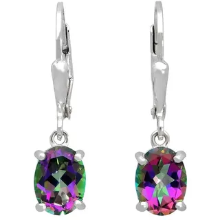 FIRETTI Paar Ohrhänger FIRETTI "Schmuck Geschenk Silber 925 Ohrschmuck Patenbrisur Edelstein Topas", bunt (silberfarben, grün, lila, grün, lila), Ohrringe, Damen, Silber 925 (Sterlingsilber), mit Topas