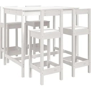 vidaXL 5-tlg. Gartenbar-Set Weiß Massivholz Kiefer - Weiß