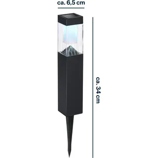 Grundig Solar Gartenbeleuchtung 1 Stück – Gartenlampe mit Solarenergie – Solarlampe – Gartenfackeln – LED-Außenleuchten – Schwarz