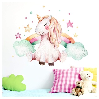 Little Deco Wandtattoo Mädchen Einhorn & Regenbogen I (BxH) 75 x 60 cm I Kinderzimmer Wandaufkleber Wandsticker Babyzimmer Aufkleber Sticker Stickers DL138