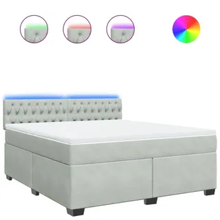 vidaXL Boxspringbett mit Matratze Hellgrau 180x200 cm Samt - Grau