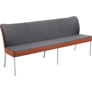 Bert Plantagie Sitzbank , Dunkelgrau, Kupferfarben , Metall, Textil, Leder , Echtleder , Color-Finish-Leder , 200x89x65 cm , Fußauswahl, Lederauswahl, Stoffauswahl, mit Rückenlehne , Esszimmer, Bänke, Sitzbänke, Sitzbänke mit Lehne