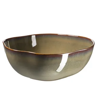 Mäser Serie Cordelia, Salatschüssel aus hochwertigem Steinzeug, unregelmäßige Geschirr Formen; Steinzeug, Tropical, Rot/Braun