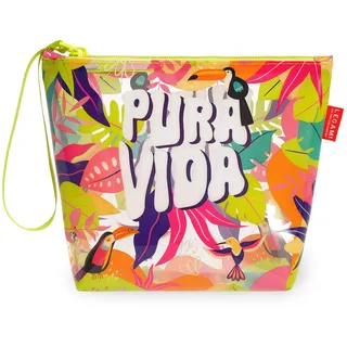 Legami - Strandtasche für Frauen, Pura Vida, mit Reißverschluss und Seitenriemen, Halterung für Badeanzug und Strandzubehör, ideal für Mädchen, Frauen, 20 x 16 cm