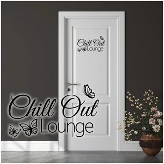 Dekoaufkleber Chill Out Lounge 26,5x16,5cm für Jugendzimmer Schlafzimmer Kinderzimmer Tür Türaufkleber Wandtattoo Wand Sticker Aufkleber selbstklebend Y072 (Schwarz)