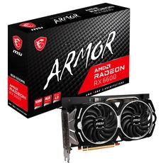 MSI Radeon RX 6600 ARMOR 8G Gaming Grafikkarte - AMD RX 6600, GPU 2044/2491 MHz, 8000MB DDR6 Speicher