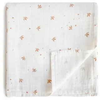 Mushie Musselin Baby Wickeldecke | 100% Bio-Baumwolle | Sichere, Hochwertige & Langlebige Erstausstattung für Kleinkinder Kinder Jungs & Mädchen (Sparrow)