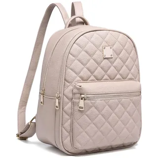 Myhozee Rucksack Damen Leder PU Daypack Klein Elegant Rucksack Tagesrucksack für Mädchen,Beige