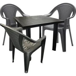 Bistro Sitzgarnitur Bistrogarnitur Gartenmöbel Outdoormöbel 4tlg Anthrazit - Grau