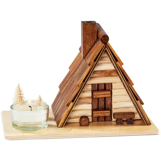 SAICO Original Räuchermännchen "Räucherhaus, Schutzhütte, für ein Teelicht" BxHxT: 18x12x11cm, natur