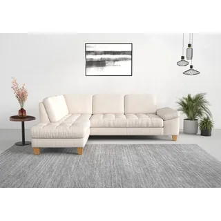 sit&more Ecksofa L-förmig Polyester mit Ottomane 3-Sitzer Beige