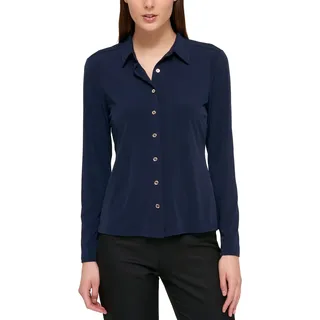 Tommy Hilfiger Damen Langärmeliges Strickoberteil mit Kragen und Knopfleiste Vorne Bluse, Midnight, XL