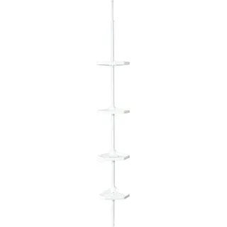 MSV Eck-Duschregal Kunststoff 4 Ablagen Höhenverstellbar 24 x 24 x 260 cm Weiß