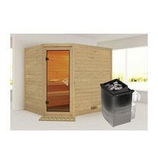 KARIBU Sauna »Kärdla«, inkl. 9 kW Saunaofen mit integrierter Steuerung, für 4 Personen - beige