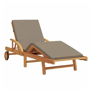 vidaXL Sonnenliege mit Kissen Taupe Massivholz Akazie