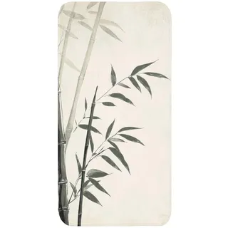 OnlyWow Badematte Japandi - Bambus - Beige Badteppich 60x120 cm , Ecru , Textil , Füllung: Polyurethan (Pur) , Rechteckig , 60x120 cm , Heimtextilien, Badtextilien, Badematten