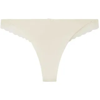 Women'secret Damen Tanga Mikrofaser Spitze Beige Dessous, Elfenbein, 38