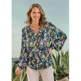 GOLDNER Kurzarmbluse »Kurzgröße Luftige Bluse mit weiten Ärmeln«, grün