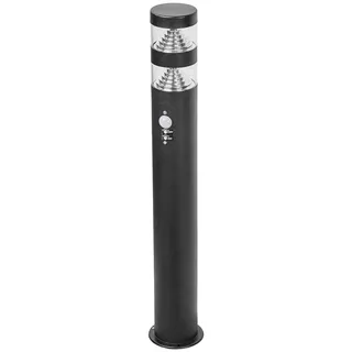 Lindby LED Außenleuchte Lanea mit Bewegungsmelder (spritzwassergeschützt (Modern) in Schwarz aus Edelstahl (1 flammig,) - Wegeleuchte Pollerleuchte Wegelampe Sockelleuchte