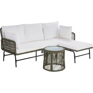 Gartenmöbel Set Lounge Rope Sitzgruppe Seil-Optik Gartenbank Gartenset Oliv Grün - Grün