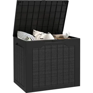 Garten Aufbewahrungsbox - Outdoor Deckbox - 93 l Volumen - Wasserdicht - Integrierte Griffe - Schwarz - Schwarz
