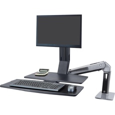 Bild WorkFit-A Single Steh-Sitz-Arbeitsplatz mit abgesenkter Tastaturablage