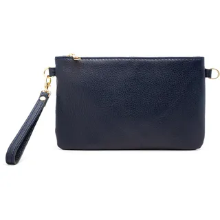 Mauro Pelletteria Damen-Clutch aus echtem Leder – Handtasche & Umhängetasche – 100% Made in Italy – Abnehmbarer Schultergurt & Handg (Blau)