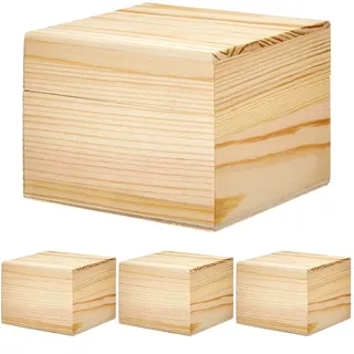 GLOREX Holzbox, Holz, Natur, 10,5 x 10,5 x 8 cm, 6 1682 603 (Packung mit 4)