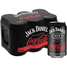 Jack Daniel's & Coca Cola Zero - Der Klassiker der Barwelt jetzt mit Zero Sugar - 6 x 0.33L/10% Vol.