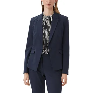 Jackenblazer COMMA, Damen, Gr. 46, blau (navy), Stoff, Obermaterial: 48% Polyamid, 42% Viskose, 10% Elasthan. Futter: 100% Polyester, unifarben, figurbetont normal, tiefer V-Ausschnitt, Blazer Jackenblazer, mit Viskose