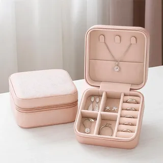 NECWHBST IVON Schmuckkästchen für Damen,Schmuckschatulle Reise,Klein PU-Leder Schmuckaufbewahrung Schmuckkoffer,Mini Schmuckbox Reise für Ringe