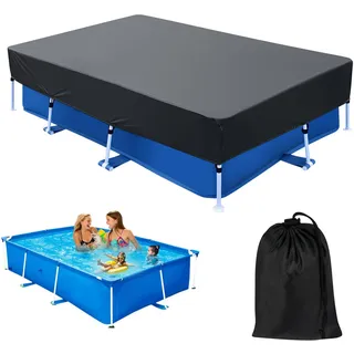 Rechteckige Poolabdeckung, 221 x 149,9 cm, 2,1 m Kordelzug-Design, 17,8 x 10,2 cm, rechteckiger Pool-Abdeckrahmen, Schwimmbadabdeckung, Oxford für rechteckigen oberirdischen Pool, einfache