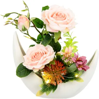 I.GE.A. "Arrangement Rosen in Vase", In Keramikvase Blumengesteck Mittelstücke Hochzeitsdeko Deko Tischdeko,
