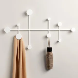 Kazai. Wandgarderobe 'Sval' | Minimalistisches Kleiderhaken-Design aus Berlin | Moderne Garderobenleiste/Garderobenhaken aus Metall für die Wand | Weiß